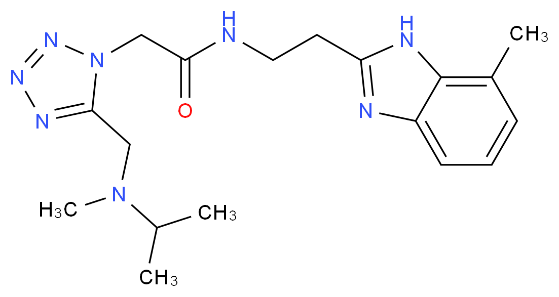 2-(5-{[isopropyl(methyl)amino]methyl}-1H-tetrazol-1-yl)-N-[2-(7-methyl-1H-benzimidazol-2-yl)ethyl]acetamide_分子结构_CAS_)