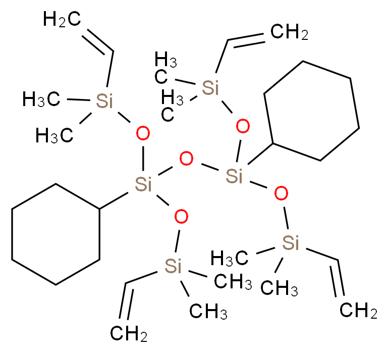 5,7-dicyclohexyl-5,7-bis[(ethenyldimethylsilyl)oxy]-3,3,9,9-tetramethyl-4,6,8-trioxa-3,5,7,9-tetrasilaundeca-1,10-diene_分子结构_CAS_302912-37-4