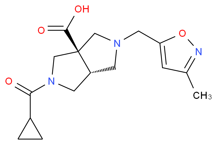 (3aR*,6aR*)-2-(cyclopropylcarbonyl)-5-[(3-methylisoxazol-5-yl)methyl]hexahydropyrrolo[3,4-c]pyrrole-3a(1H)-carboxylic acid_分子结构_CAS_)
