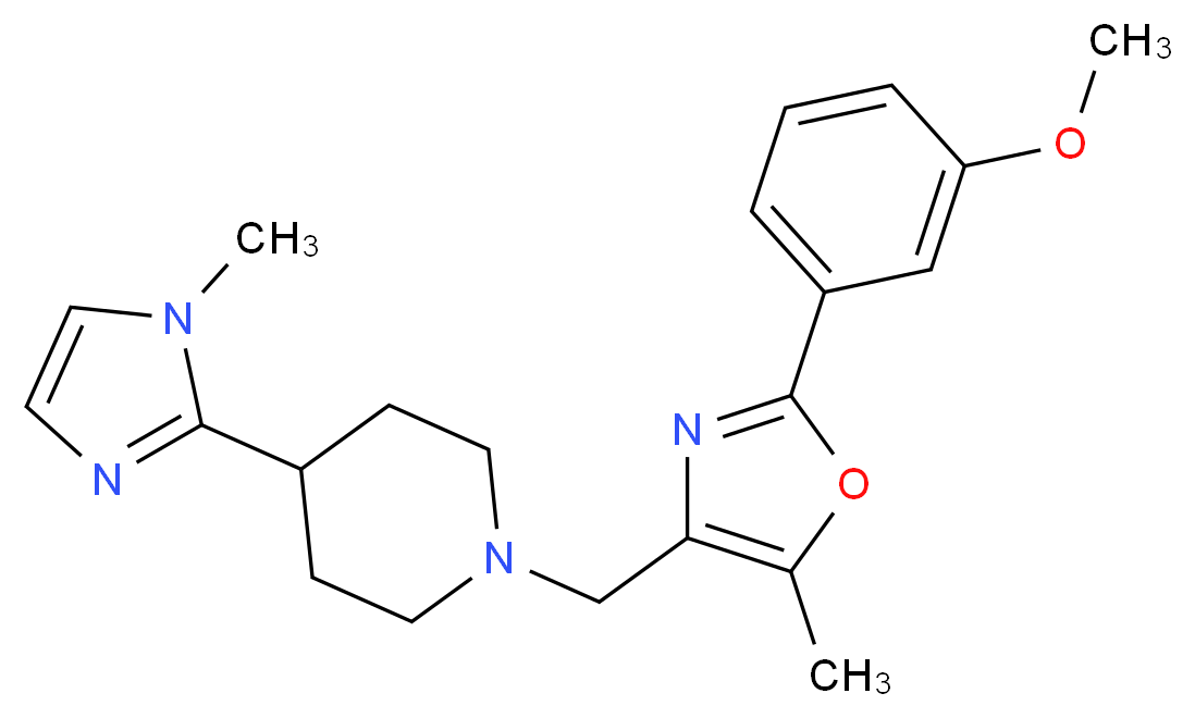 1-{[2-(3-methoxyphenyl)-5-methyl-1,3-oxazol-4-yl]methyl}-4-(1-methyl-1H-imidazol-2-yl)piperidine_分子结构_CAS_)