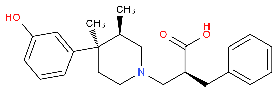 (2S)-2-{[(3R,4R)-4-(3-hydroxyphenyl)-3,4-dimethylpiperidin-1-yl]methyl}-3-phenylpropanoic acid_分子结构_CAS_156130-41-5