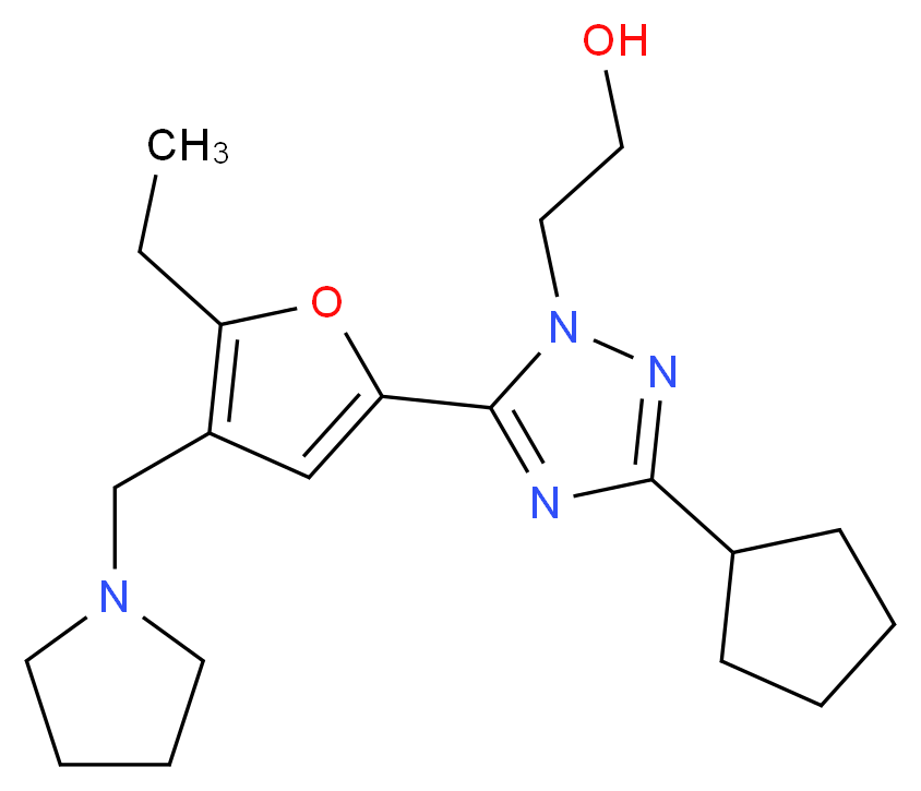 2-{3-cyclopentyl-5-[5-ethyl-4-(pyrrolidin-1-ylmethyl)-2-furyl]-1H-1,2,4-triazol-1-yl}ethanol_分子结构_CAS_)