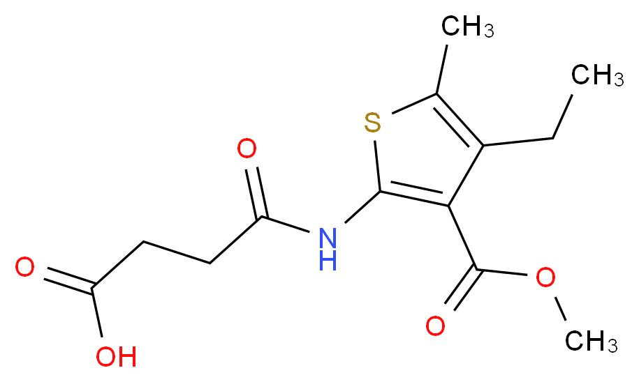 2-(3-Carboxy-propionylamino)-4-ethyl-5-methyl-thiophene-3-carboxylic acid methyl ester_分子结构_CAS_)
