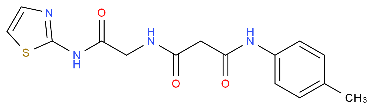 N-(4-methylphenyl)-N'-[2-oxo-2-(1,3-thiazol-2-ylamino)ethyl]malonamide_分子结构_CAS_)