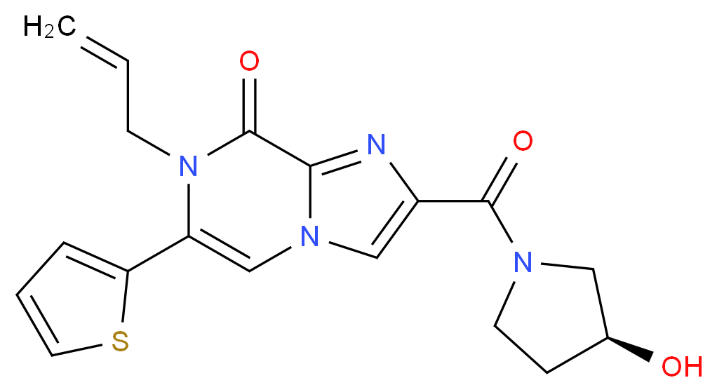 7-allyl-2-{[(3S)-3-hydroxypyrrolidin-1-yl]carbonyl}-6-(2-thienyl)imidazo[1,2-a]pyrazin-8(7H)-one_分子结构_CAS_)