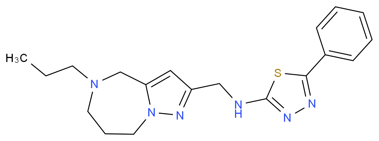 5-phenyl-N-[(5-propyl-5,6,7,8-tetrahydro-4H-pyrazolo[1,5-a][1,4]diazepin-2-yl)methyl]-1,3,4-thiadiazol-2-amine_分子结构_CAS_)