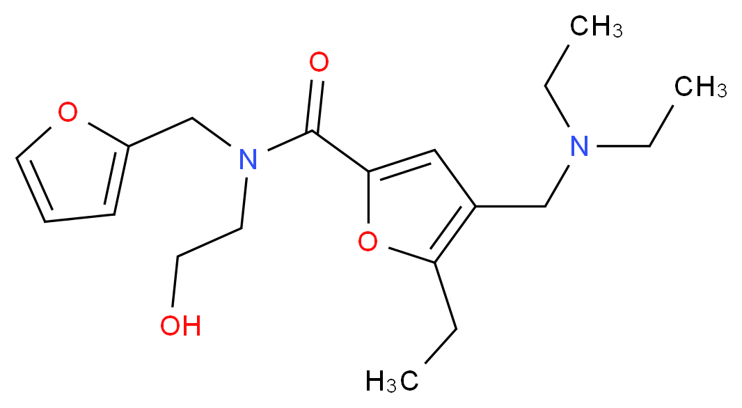 4-[(diethylamino)methyl]-5-ethyl-N-(2-furylmethyl)-N-(2-hydroxyethyl)-2-furamide_分子结构_CAS_)