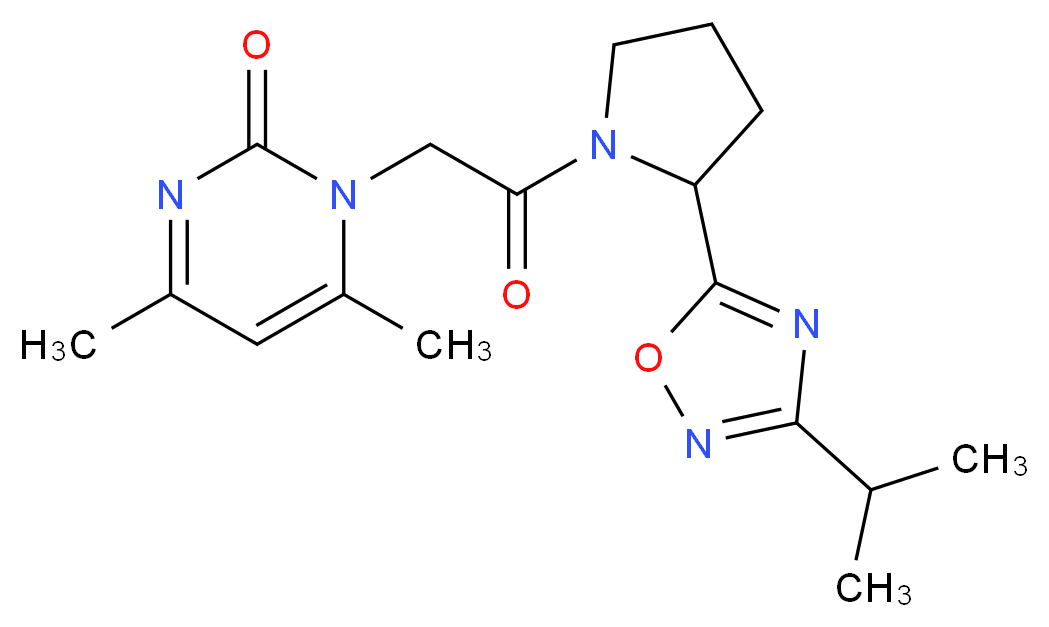 1-{2-[2-(3-isopropyl-1,2,4-oxadiazol-5-yl)-1-pyrrolidinyl]-2-oxoethyl}-4,6-dimethyl-2(1H)-pyrimidinone_分子结构_CAS_)