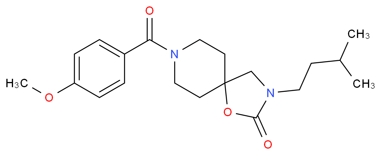 8-(4-methoxybenzoyl)-3-(3-methylbutyl)-1-oxa-3,8-diazaspiro[4.5]decan-2-one_分子结构_CAS_)