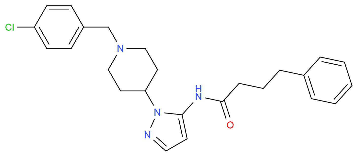 N-{1-[1-(4-chlorobenzyl)-4-piperidinyl]-1H-pyrazol-5-yl}-4-phenylbutanamide_分子结构_CAS_)