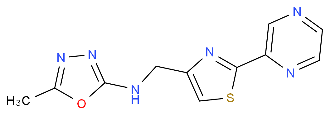 5-methyl-N-[(2-pyrazin-2-yl-1,3-thiazol-4-yl)methyl]-1,3,4-oxadiazol-2-amine_分子结构_CAS_)