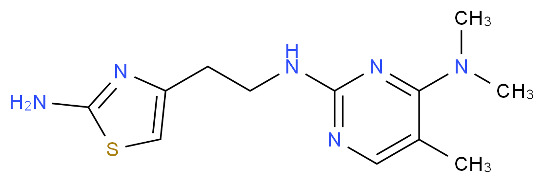 N~2~-[2-(2-amino-1,3-thiazol-4-yl)ethyl]-N~4~,N~4~,5-trimethylpyrimidine-2,4-diamine_分子结构_CAS_)