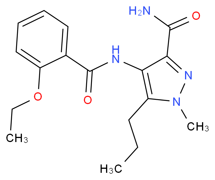 4-(2-ethoxybenzamido)-1-methyl-5-propyl-1H-pyrazole-3-carboxamide_分子结构_CAS_501120-38-3
