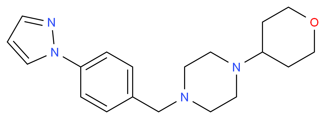 1-[4-(1H-pyrazol-1-yl)benzyl]-4-(tetrahydro-2H-pyran-4-yl)piperazine_分子结构_CAS_)