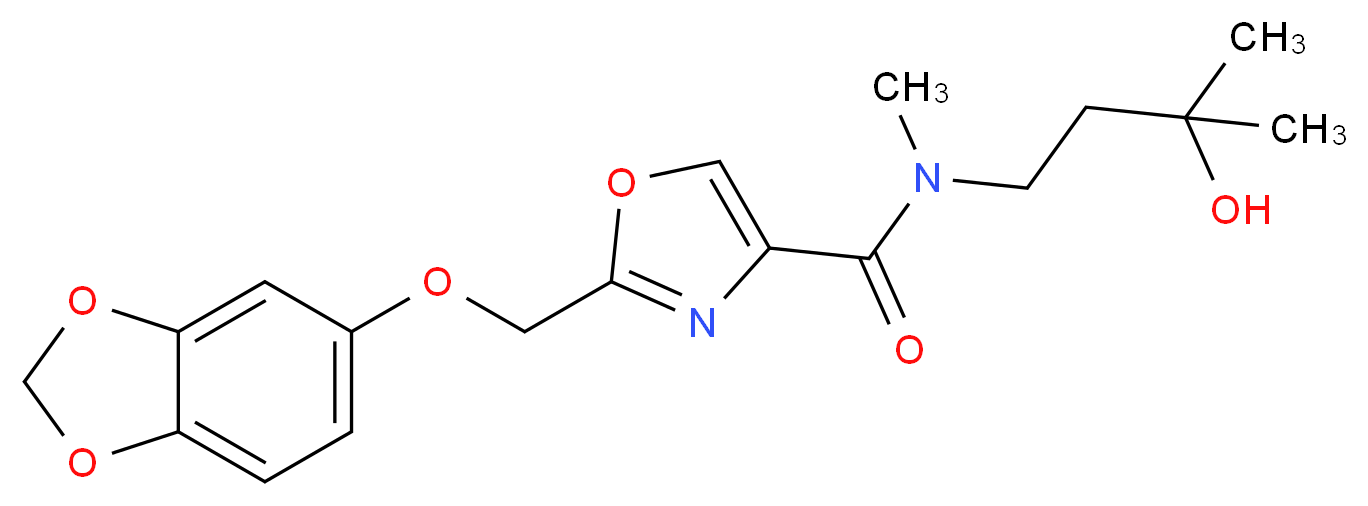 2-[(1,3-benzodioxol-5-yloxy)methyl]-N-(3-hydroxy-3-methylbutyl)-N-methyl-1,3-oxazole-4-carboxamide_分子结构_CAS_)