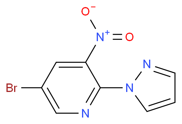 5-bromo-3-nitro-2-(1H-pyrazol-1-yl)pyridine_分子结构_CAS_446284-40-8