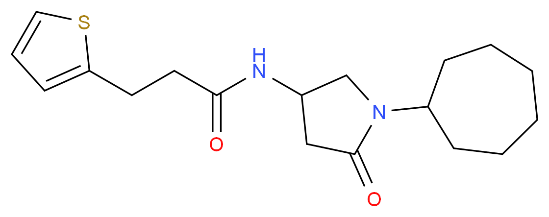 N-(1-cycloheptyl-5-oxo-3-pyrrolidinyl)-3-(2-thienyl)propanamide_分子结构_CAS_)