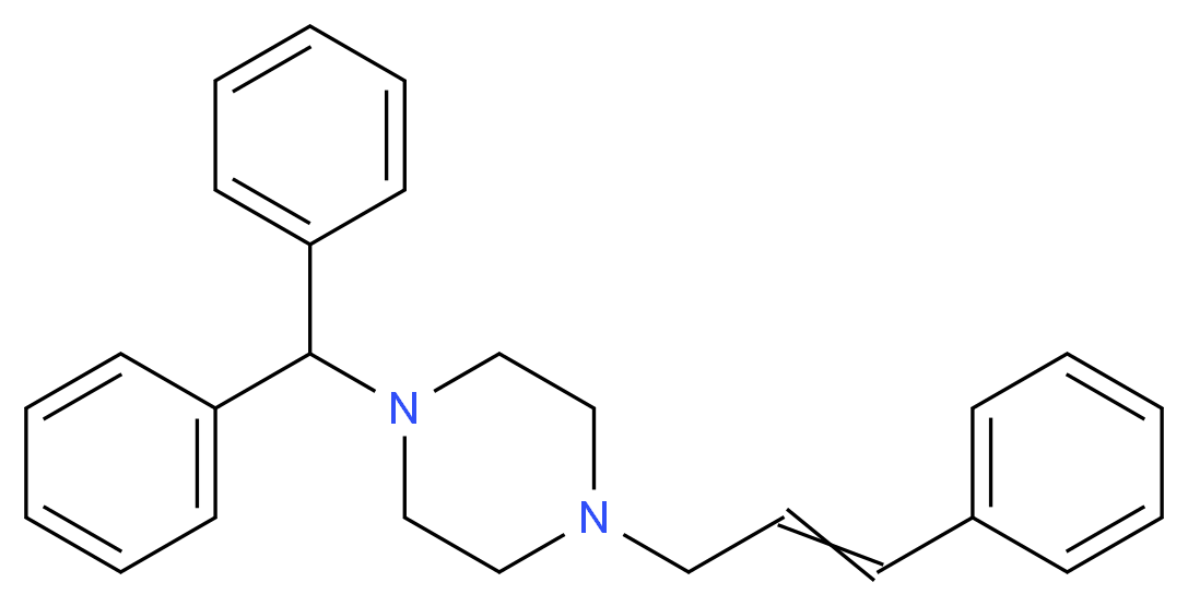 1-(diphenylmethyl)-4-(3-phenylprop-2-en-1-yl)piperazine_分子结构_CAS_298-57-7