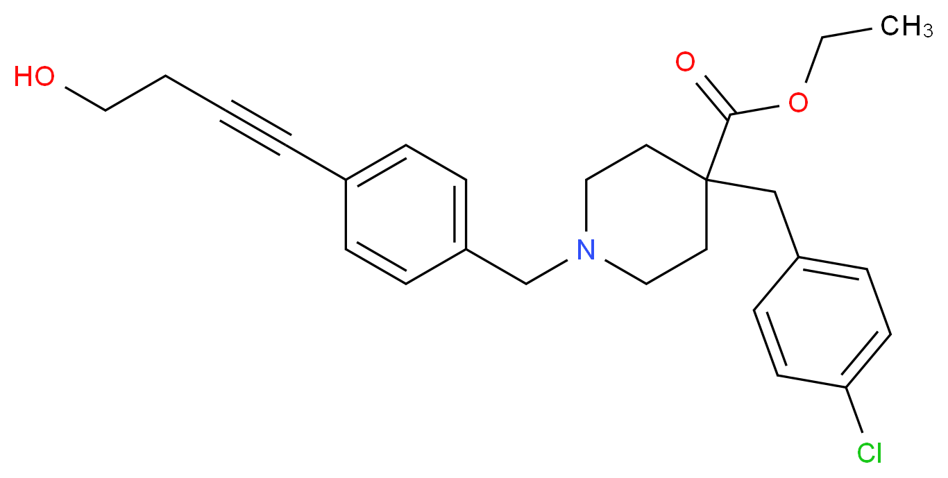 ethyl 4-(4-chlorobenzyl)-1-[4-(4-hydroxy-1-butyn-1-yl)benzyl]-4-piperidinecarboxylate_分子结构_CAS_)