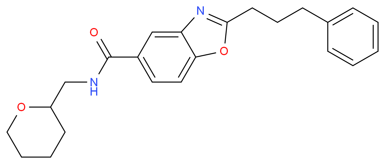 2-(3-phenylpropyl)-N-(tetrahydro-2H-pyran-2-ylmethyl)-1,3-benzoxazole-5-carboxamide_分子结构_CAS_)