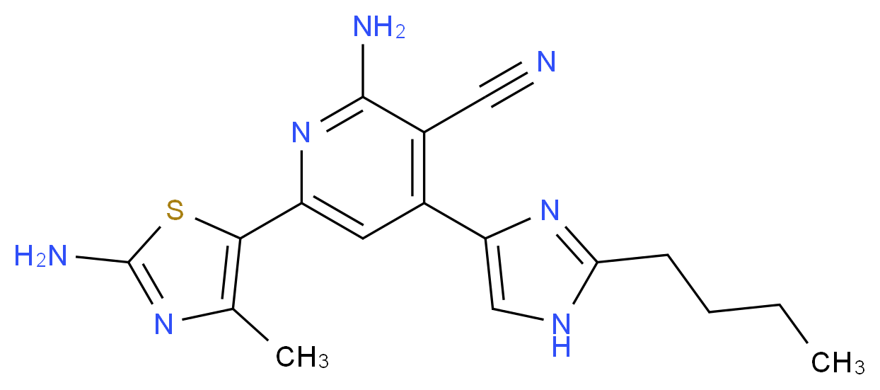 2-amino-6-(2-amino-4-methyl-1,3-thiazol-5-yl)-4-(2-butyl-1H-imidazol-4-yl)nicotinonitrile_分子结构_CAS_)
