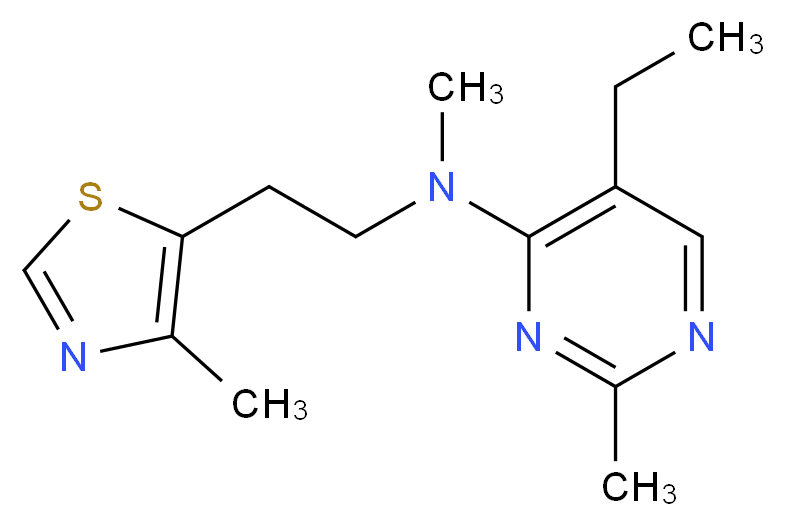 5-ethyl-N,2-dimethyl-N-[2-(4-methyl-1,3-thiazol-5-yl)ethyl]pyrimidin-4-amine_分子结构_CAS_)