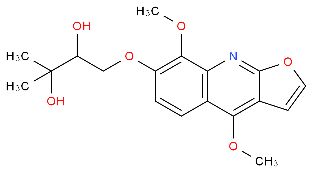1-({4,8-dimethoxyfuro[2,3-b]quinolin-7-yl}oxy)-3-methylbutane-2,3-diol_分子结构_CAS_522-11-2