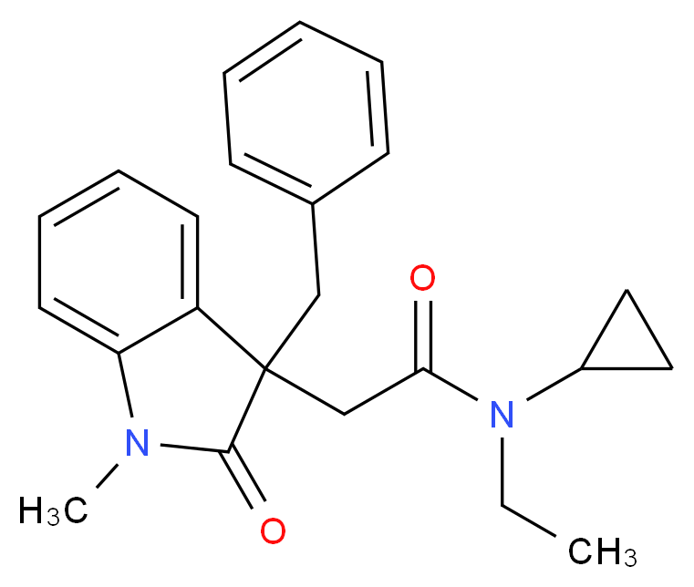 2-(3-benzyl-1-methyl-2-oxo-2,3-dihydro-1H-indol-3-yl)-N-cyclopropyl-N-ethylacetamide_分子结构_CAS_)