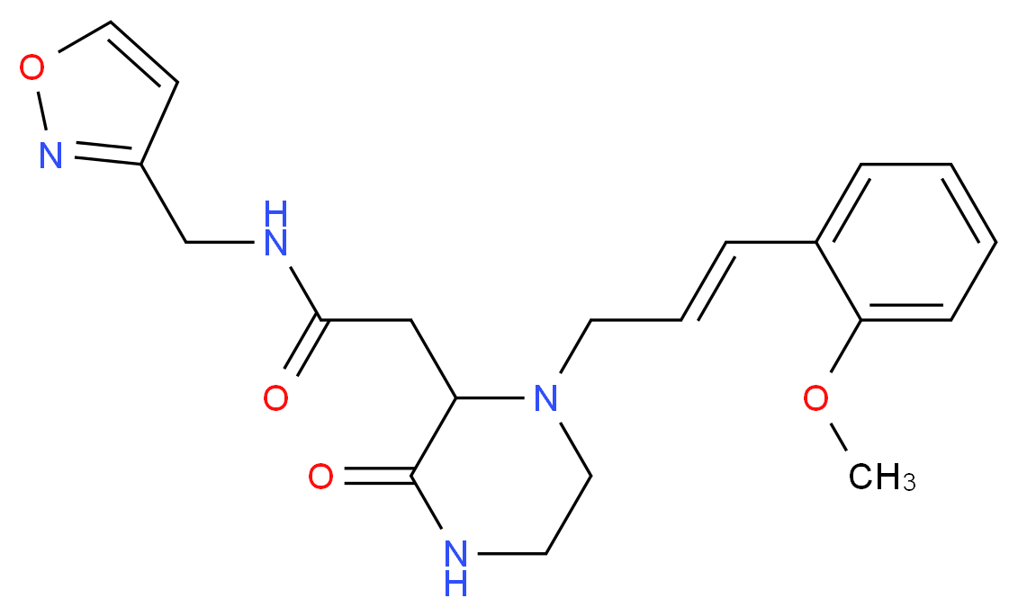N-(3-isoxazolylmethyl)-2-{1-[(2E)-3-(2-methoxyphenyl)-2-propen-1-yl]-3-oxo-2-piperazinyl}acetamide_分子结构_CAS_)