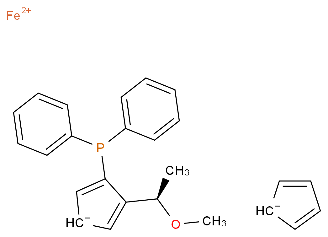 λ<sup>2</sup>-iron(2+) ion 3-(diphenylphosphanyl)-4-[(1R)-1-methoxyethyl]cyclopenta-2,4-dien-1-ide cyclopenta-2,4-dien-1-ide_分子结构_CAS_82863-72-7