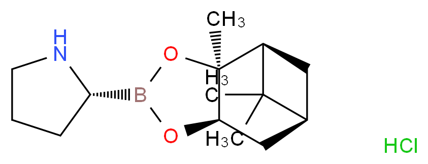 (2R)-2-[(1S,2S,6R,8S)-2,9,9-trimethyl-3,5-dioxa-4-boratricyclo[6.1.1.0<sup>2</sup>,<sup>6</sup>]decan-4-yl]pyrrolidine hydrochloride_分子结构_CAS_147208-69-3