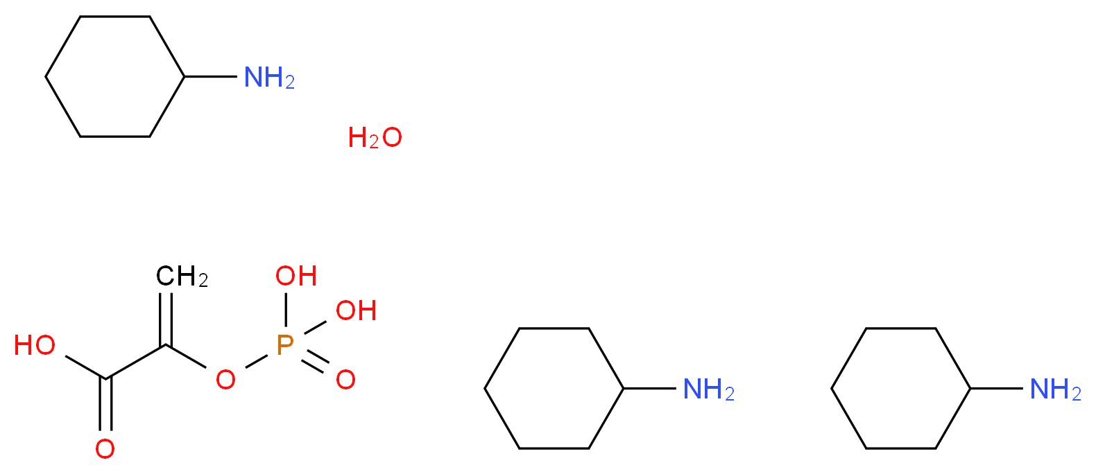 2-(phosphonooxy)prop-2-enoic acid tris(cyclohexanamine) hydrate_分子结构_CAS_123334-13-4