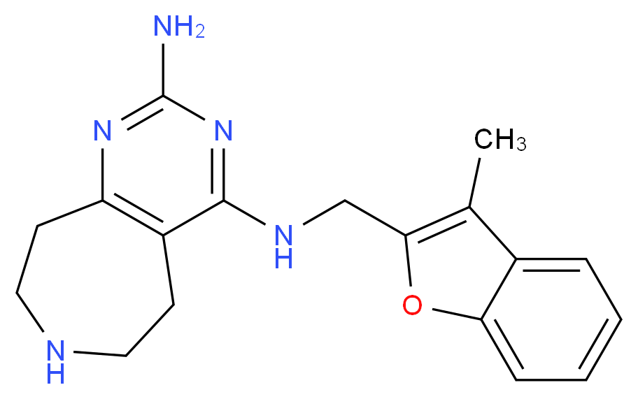 N~4~-[(3-methyl-1-benzofuran-2-yl)methyl]-6,7,8,9-tetrahydro-5H-pyrimido[4,5-d]azepine-2,4-diamine_分子结构_CAS_)