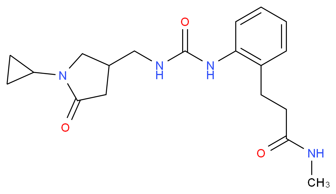 3-{2-[({[(1-cyclopropyl-5-oxopyrrolidin-3-yl)methyl]amino}carbonyl)amino]phenyl}-N-methylpropanamide_分子结构_CAS_)