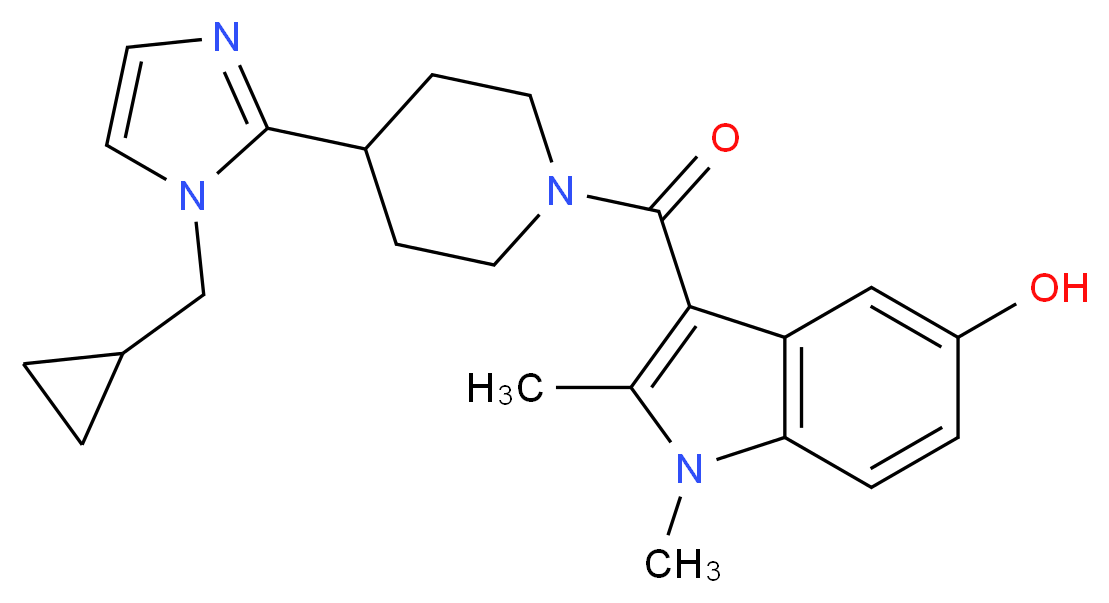3-({4-[1-(cyclopropylmethyl)-1H-imidazol-2-yl]piperidin-1-yl}carbonyl)-1,2-dimethyl-1H-indol-5-ol_分子结构_CAS_)