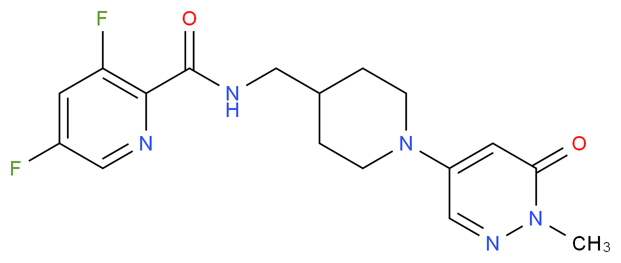 3,5-difluoro-N-{[1-(1-methyl-6-oxo-1,6-dihydropyridazin-4-yl)piperidin-4-yl]methyl}pyridine-2-carboxamide_分子结构_CAS_)