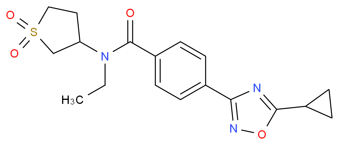 4-(5-cyclopropyl-1,2,4-oxadiazol-3-yl)-N-(1,1-dioxidotetrahydro-3-thienyl)-N-ethylbenzamide_分子结构_CAS_)