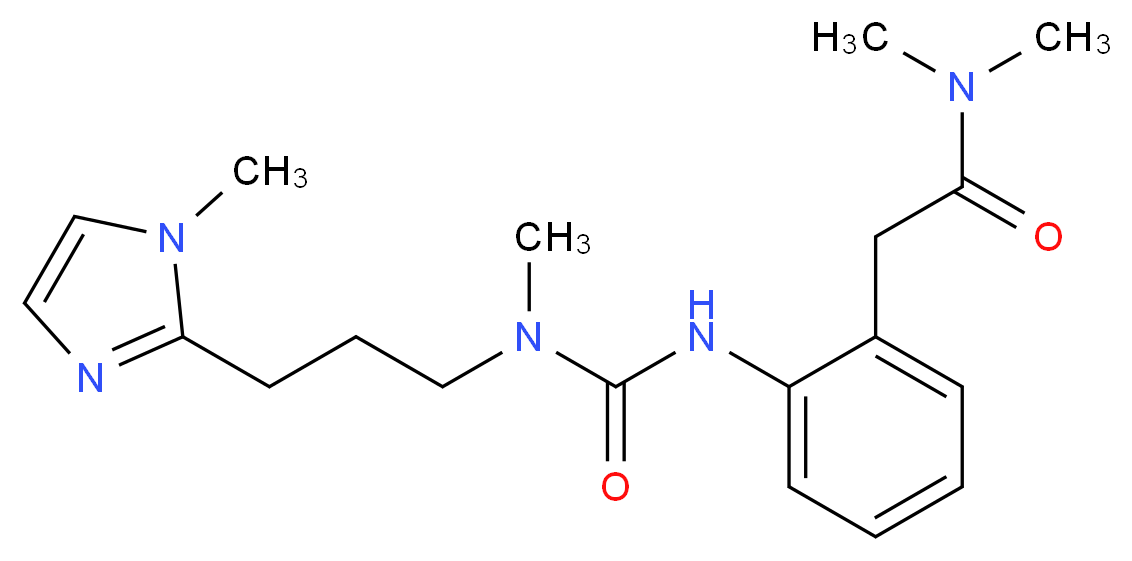 N,N-dimethyl-2-{2-[({methyl[3-(1-methyl-1H-imidazol-2-yl)propyl]amino}carbonyl)amino]phenyl}acetamide_分子结构_CAS_)