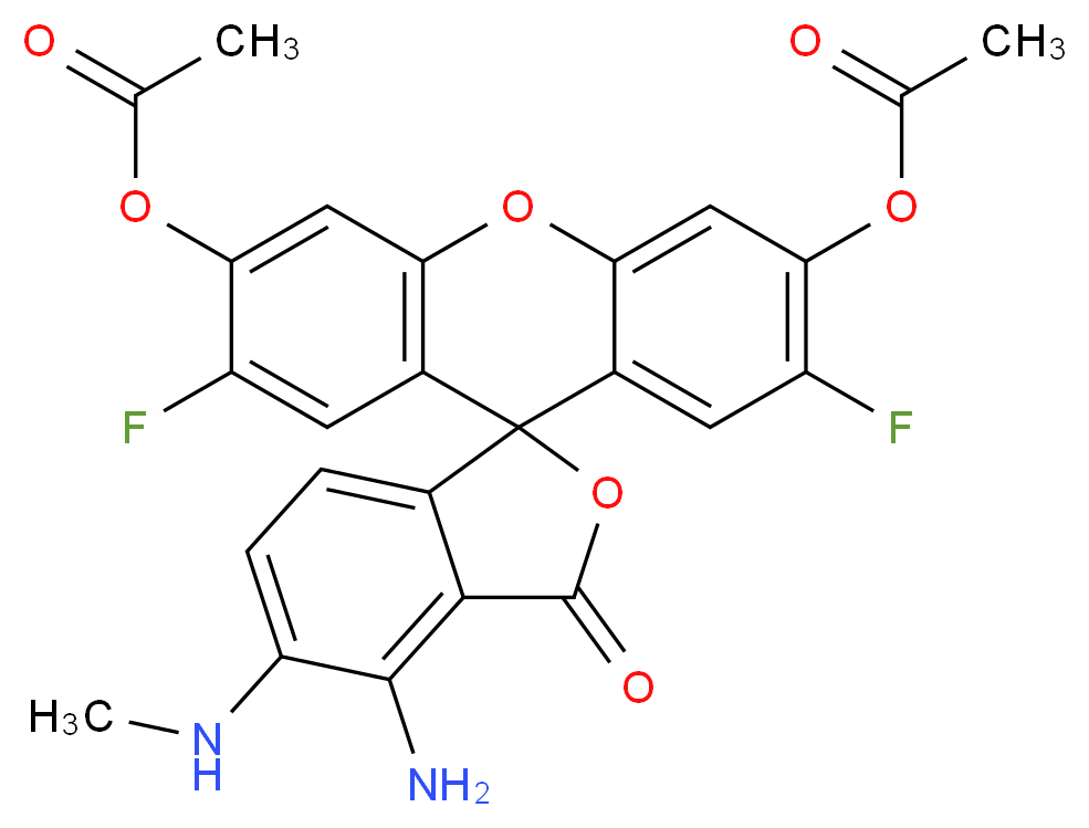 6'-(acetyloxy)-4-amino-2',7'-difluoro-5-(methylamino)-3-oxo-3H-spiro[2-benzofuran-1,9'-xanthene]-3'-yl acetate_分子结构_CAS_254109-22-3