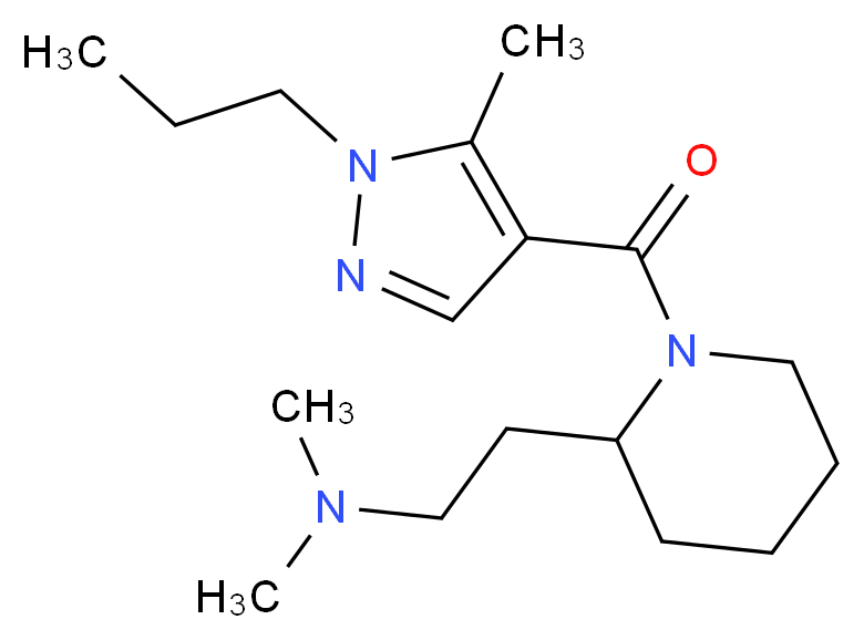 N,N-dimethyl-2-{1-[(5-methyl-1-propyl-1H-pyrazol-4-yl)carbonyl]-2-piperidinyl}ethanamine_分子结构_CAS_)