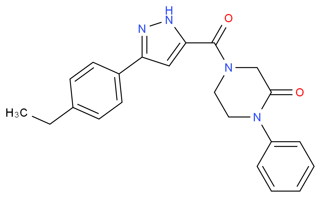 4-{[3-(4-ethylphenyl)-1H-pyrazol-5-yl]carbonyl}-1-phenyl-2-piperazinone_分子结构_CAS_)