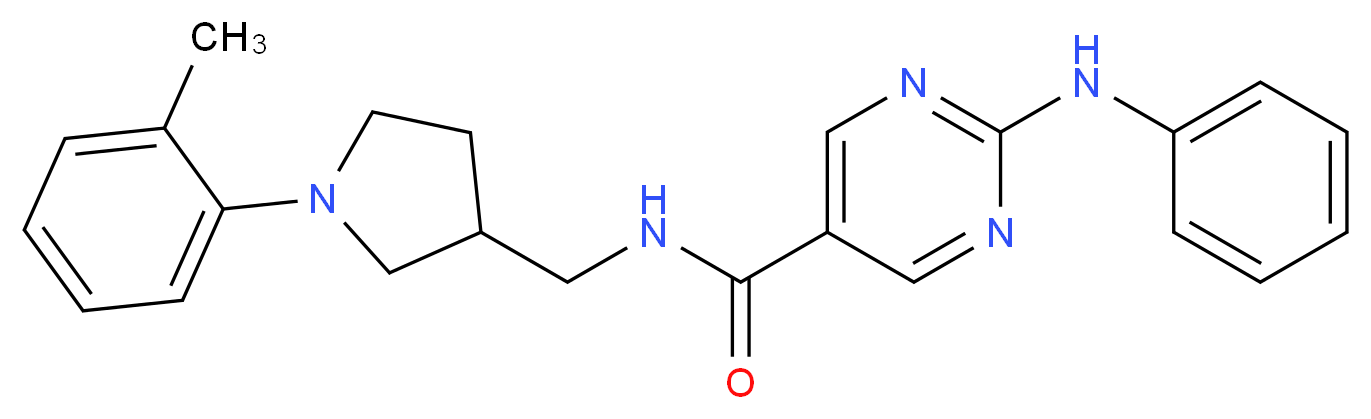 2-anilino-N-{[1-(2-methylphenyl)-3-pyrrolidinyl]methyl}-5-pyrimidinecarboxamide_分子结构_CAS_)