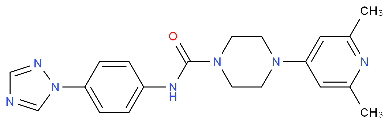 4-(2,6-dimethylpyridin-4-yl)-N-[4-(1H-1,2,4-triazol-1-yl)phenyl]piperazine-1-carboxamide_分子结构_CAS_)