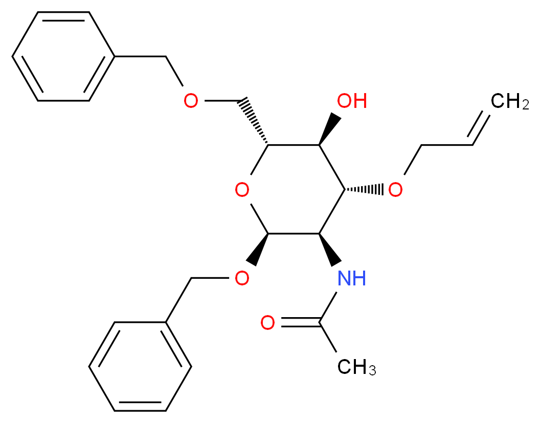 N-[(2S,3R,4R,5S,6R)-2-(benzyloxy)-6-[(benzyloxy)methyl]-5-hydroxy-4-(prop-2-en-1-yloxy)oxan-3-yl]acetamide_分子结构_CAS_60920-82-3
