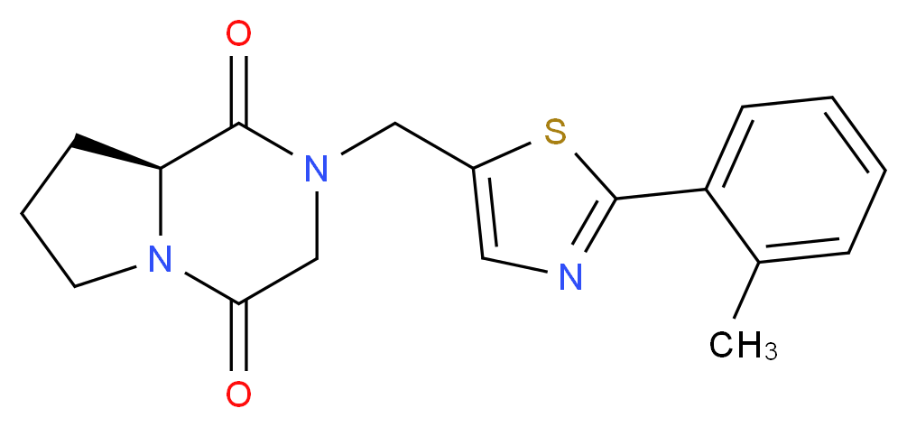 (8aS)-2-{[2-(2-methylphenyl)-1,3-thiazol-5-yl]methyl}hexahydropyrrolo[1,2-a]pyrazine-1,4-dione_分子结构_CAS_)