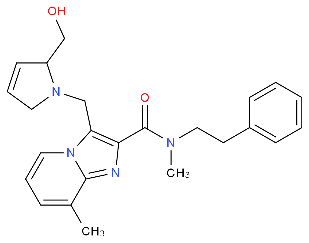 3-{[2-(hydroxymethyl)-2,5-dihydro-1H-pyrrol-1-yl]methyl}-N,8-dimethyl-N-(2-phenylethyl)imidazo[1,2-a]pyridine-2-carboxamide_分子结构_CAS_)