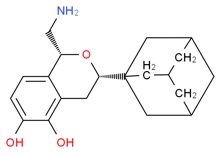 (1R,3S)-3-(adamantan-1-yl)-1-(aminomethyl)-3,4-dihydro-1H-2-benzopyran-5,6-diol_分子结构_CAS_778546-51-3