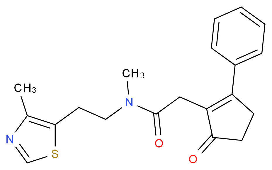 N-methyl-N-[2-(4-methyl-1,3-thiazol-5-yl)ethyl]-2-(5-oxo-2-phenyl-1-cyclopenten-1-yl)acetamide_分子结构_CAS_)