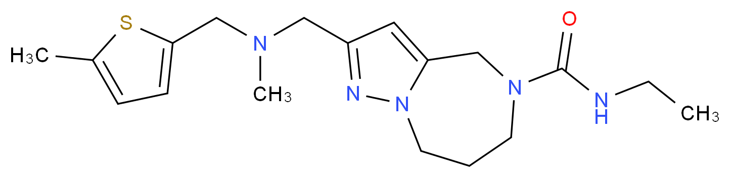 N-ethyl-2-({methyl[(5-methyl-2-thienyl)methyl]amino}methyl)-7,8-dihydro-4H-pyrazolo[1,5-a][1,4]diazepine-5(6H)-carboxamide_分子结构_CAS_)