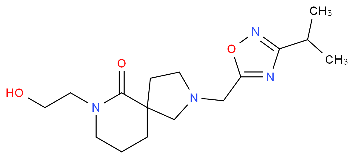 7-(2-hydroxyethyl)-2-[(3-isopropyl-1,2,4-oxadiazol-5-yl)methyl]-2,7-diazaspiro[4.5]decan-6-one_分子结构_CAS_)
